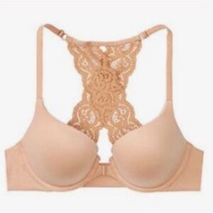 Victoria’s Secret Body By Victoria Nude Racerback Lace Perfect Shape Bra 32DD